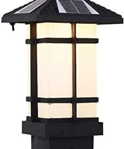 European Retro LED Solar Garden Pillar Lamp for Outdoor Lighting