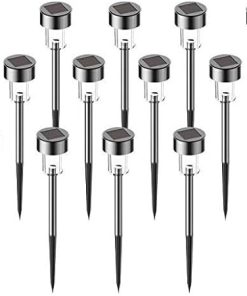 12-Pack Low Voltage Stainless Steel LED Solar Garden Path Lights