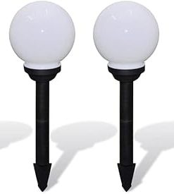 LED Solar Pathway Lamps 4 Pack Adjustable Height White Glossy Ball 2
