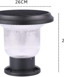 Solar LED Outdoor Post Light Waterproof Black Warm Lighting 26cm 2