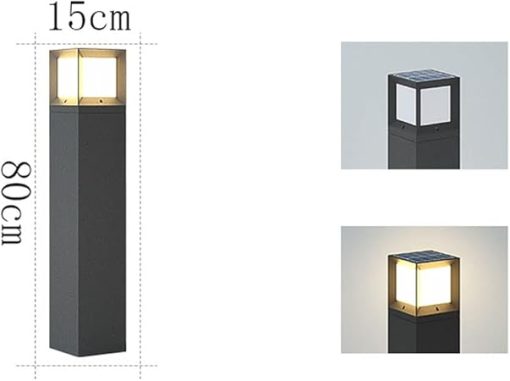 Solar LED Outdoor Pillar Lantern for Garden Patio Post Lighting - Image 2