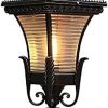 Rustic Brass Outdoor Solar Wall Lights Vintage Golden Lanterns 3