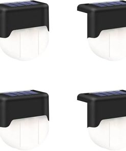 Warm White Solar Deck Lights for Outdoor Garden and Fence 4 Pack