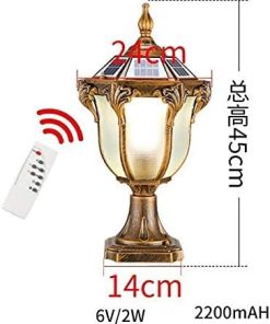 Solar LED Column Headlight Traditional Outdoor Lantern Waterproof Lamp 2