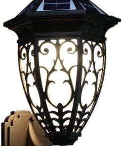 Retro Outdoor LED Solar Wall Lamp Waterproof Frosted Glass Lantern