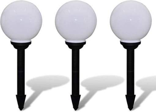 Solar Pathway Lamps 3-Piece Set Durable Adjustable Lighting for Outdoors