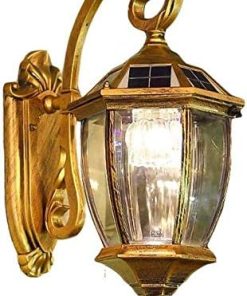 Bronze Solar Wall Lantern Outdoor Light with Clear Glass Lampshades