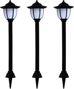 Outdoor Solar Lamps Set of 3 LED Lights for Gardens and Pathways