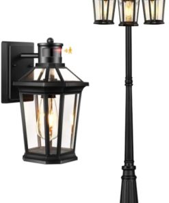 VIANIS Motion Sensor Outdoor Wall Lights with Clear Glass Shade
