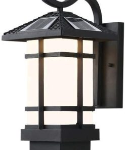 Modern Outdoor Solar Wall Lighting Black Porch Sconce for Home Garage