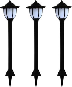 3 Pack LED Outdoor Solar Lamps for Garden and Pathway Lighting