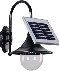 Victorian Glass Wall Lantern Outdoor LED Solar Waterproof Black Light