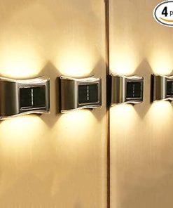 Solar LED Garden Wall Lights Waterproof Outdoor Decoration 4 Pack