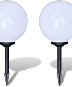 Set of 2 Solar LED Outdoor Pathway Lamps Adjustable Height Black Tube 2
