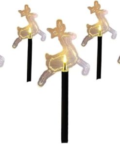 Set of 5 Solar LED Christmas Ground Lights Waterproof Lawn Decor 2