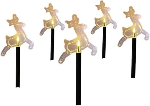 Set of 5 Solar LED Christmas Ground Lights Waterproof Lawn Decor - Image 2
