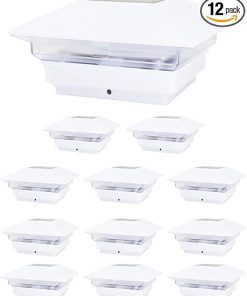 12 Pack White Solar LED Post Cap Lights for Garden and Deck