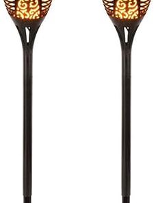 Solar Torch Lights Waterproof Flickering Flame Outdoor Path Lighting 2 Pack