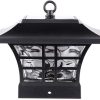 Vintage Solar LED Column Lamp Outdoor Garden Path Light Fixture 4
