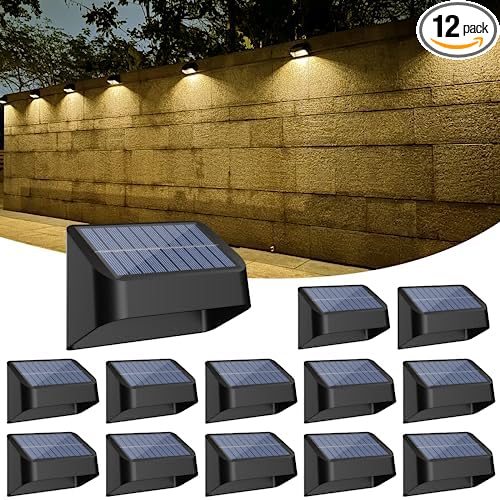 thumbnail interactive-video image 1 of Fence Solar Lights 4 Pack Warm White & Multicolor Color Changing Deck Lights IP65 Waterproof Outdoor Solar Powered Stair Lights 1 of 10