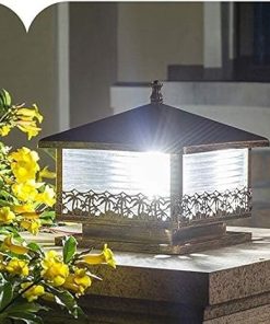 Vintage Black Bronze Pillar Light Garden Lamp for Outdoor Spaces 2