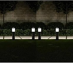 Pure Garden Solar Path Bollard Lights Set of 6 Stainless Steel Outdoor