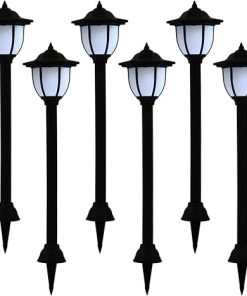 6 Pack Outdoor Solar LED Lamps for Garden Pathway Decoration Black