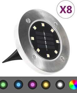 8 Pack Solar Ground Lights LED RGB Color Outdoor Lighting 0.95kg 2