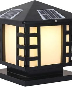 Solar Pillar Lights Outdoor Waterproof Minimalist Black Pathway Lighting