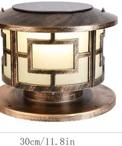 Solar Fence Post Lights Vintage Outdoor Column Cap Lamps 2