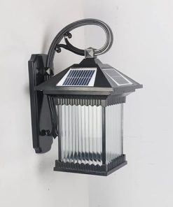 IP44 Waterproof Solar Wall Lights Black Square LED 3-Color Sconces