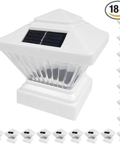 18 Pack White Solar LED Post Cap Lights for Garden and Landscape