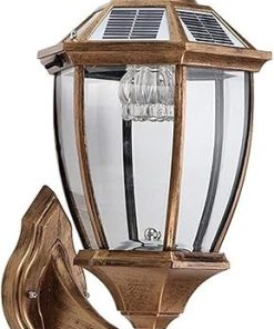 Waterproof Solar Wall Sconce Retro Industrial Bronze Exterior Lamp