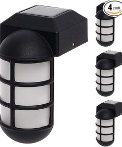 Solar Post Cap Lights for 4×4 Wood Fences Garden Deck Black 4 Pack