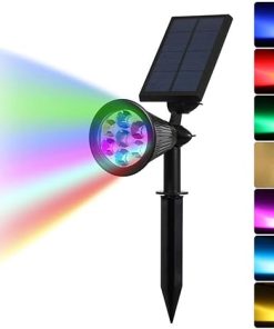 LED Solar Spotlight 7 Colour Changing Waterproof Garden Lights 2