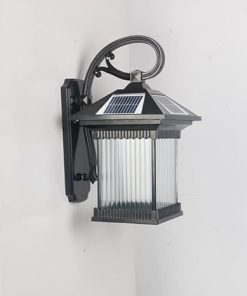 IP44 Waterproof Solar Wall Lights Black Square LED 3-Color Sconces 2
