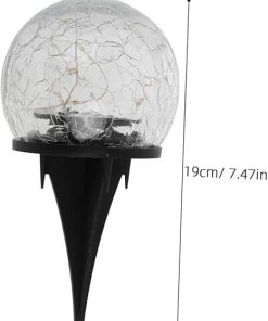 Solar Garden Lights 3 Pack Cracked Glass Balls Outdoor Patio Decor 2