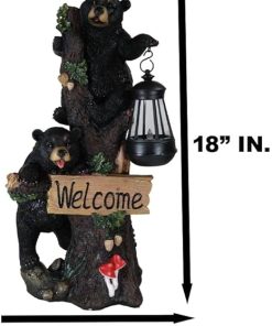 Climbing Black Bear Cubs Solar LED Lantern Light Statue for Garden 2
