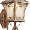 Solar Powered Wall Light Retro Sconce Lamp Antique Glass Lantern