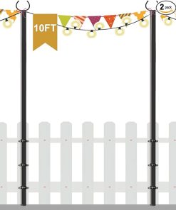 Adjustable 10 FT Outdoor String Light Poles for Deck and Patio Railing
