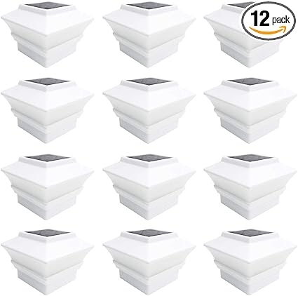 iGlow 12 Pack White Outdoor Solar LED Post Deck Cap Lights iGlow 12 Pack White Outdoor Solar LED Post Deck Cap Lights