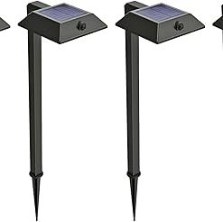 4-Pack Solar LED Security Pathway Lights with Auto-Linking Motion Detection