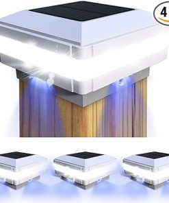 Solar Post Cap Lights for 4×4 5×5 6×6 Wooden Posts, 4 Pack