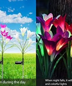 Outdoor Solar Garden Lights 3 Pack with Color Changing Lily Flowers 2