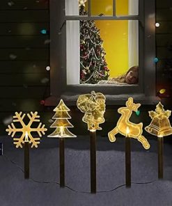 5 Pack Solar Christmas Stake Lights for Outdoor Garden and Patio