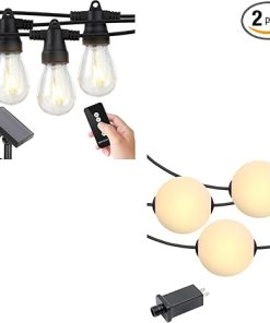 Brightech 48 ft Solar Remote String Lights and 30 ft Plug-in Lights