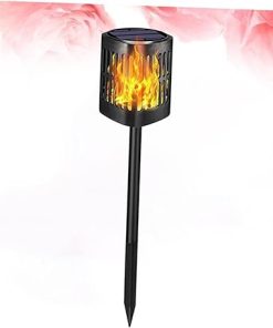 2Pcs Solar Lawn Light LED Flame Design for Garden Outdoor Decor