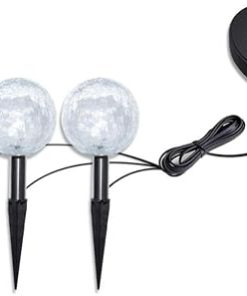 Solar Bowl 3 LED Garden Lights with Spike Anchors and Solar Panel 2