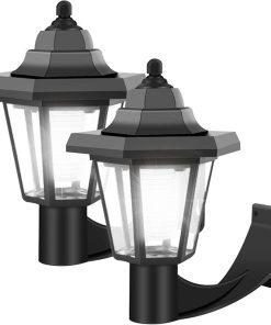 Garden Solar LED Wall Lights Outdoor Waterproof Hexagonal Lantern 2PCS