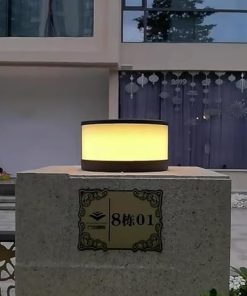 Modern Solar Post Light 7.88″ Round Waterproof LED Lantern for Patio